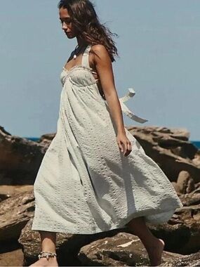 Free People Light Blue Tie-Strap Maxi Dress